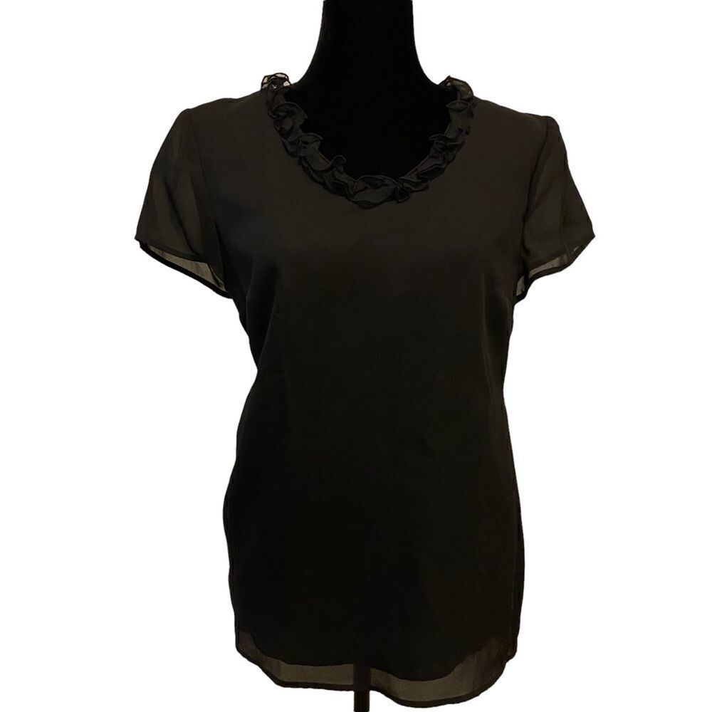 Motherhood Maternity Black‎ Ruffle Short Sleeve Maternity Top Size Medium